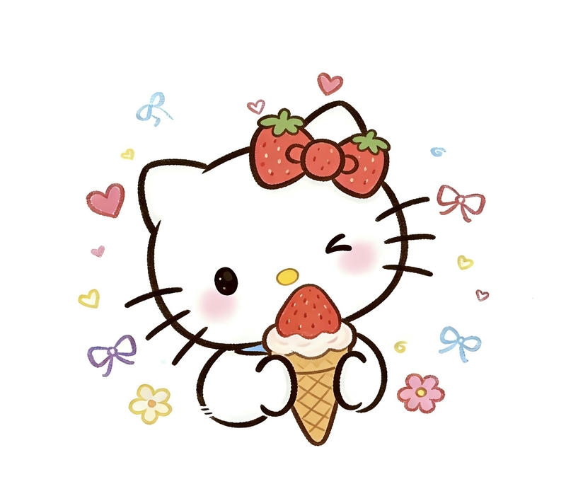 Hình ảnh Hello Kitty phong cách hoạt hình nhỏ xinh chibi