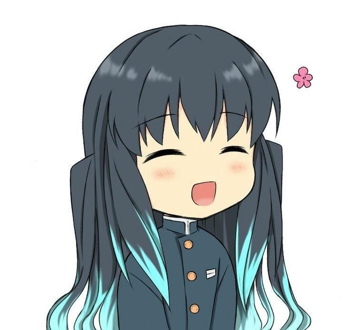 Hình ảnh Muichirou chibi trông rất vui vẻ