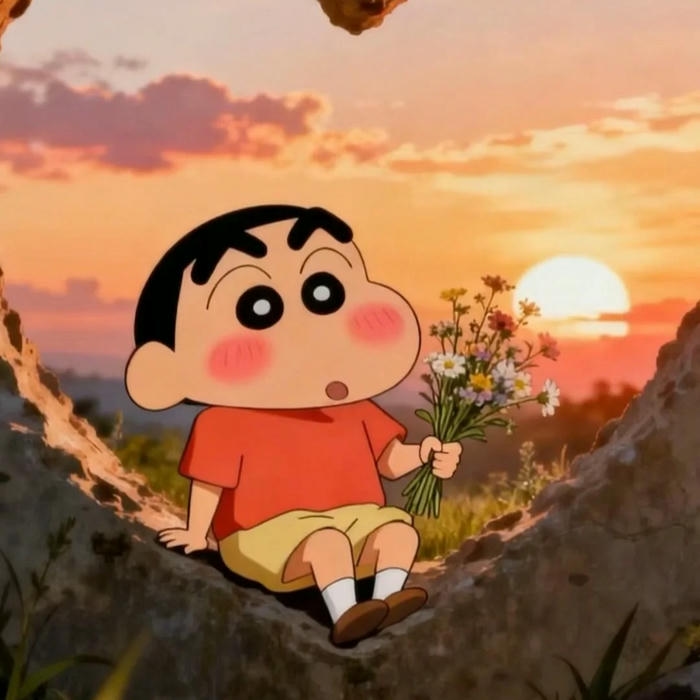 Hình ảnh avatar Shin cậu bé bút chì ngồi ngắm cảnh