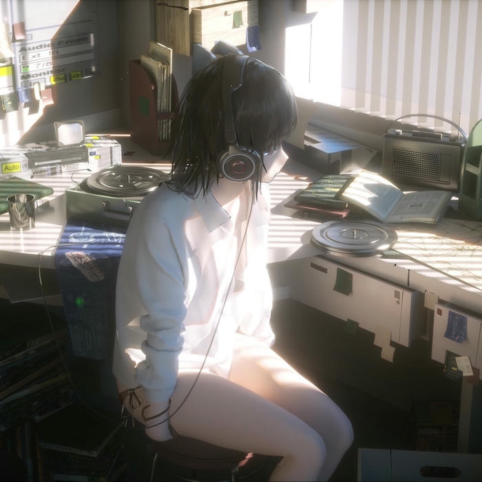 Hình ảnh avatar Tiktok đẹp anime nữ ngồi bàn học ánh sáng