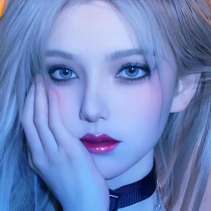 Hình ảnh avatar Tiktok đẹp người thật nữ tóc vàng mắt xanh