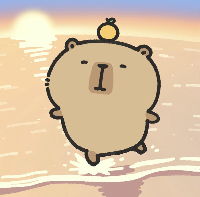 Hình ảnh capybara chibi chạy tung tăng