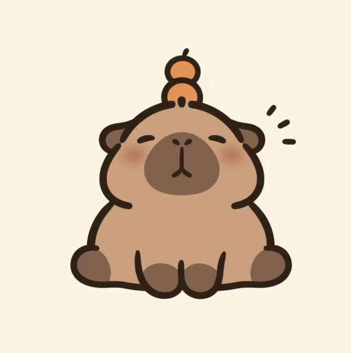 Hình ảnh capybara chibi ngồi ngoan ngoãn