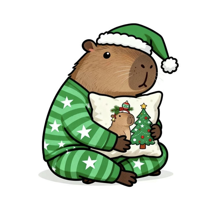 Hình ảnh capybara chibi ôm gối