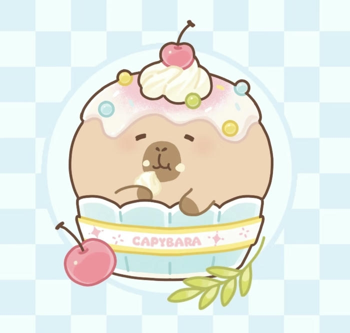 Hình ảnh capybara đang ăn bánh kem