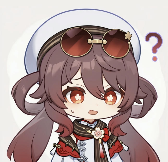 Hình ảnh chibi hutao nhỏ xinh hỏi chấm