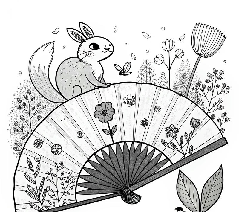 Hình ảnh quạt xòe trang trí tô màu sáng tạo