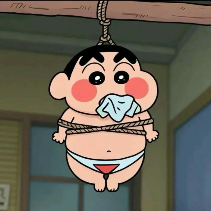 Hình avatar Shin cậu bé bút chì bị treo ngược dây