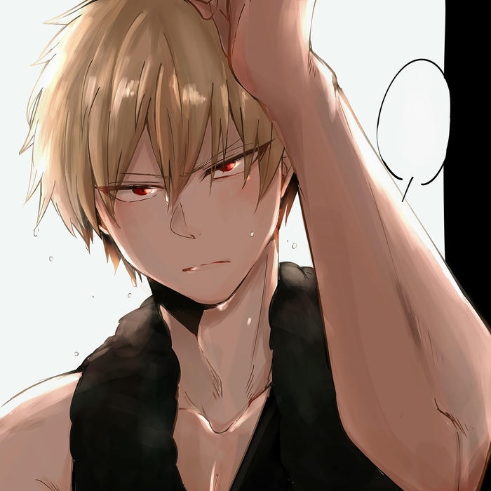 Hình avatar Tiktok đẹp anime nam tóc vàng cơ bắp che mắt