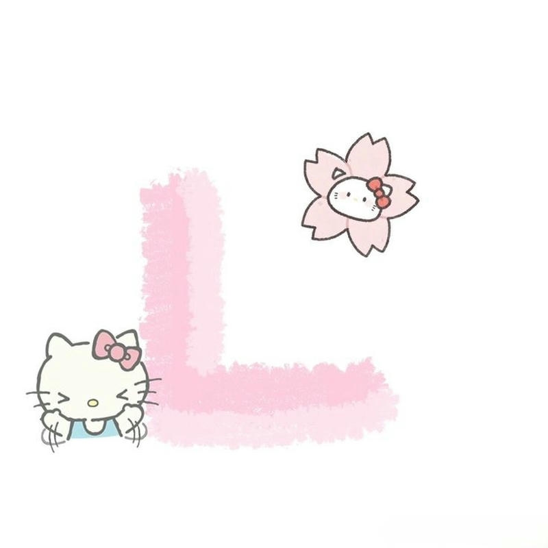 Hình avatar chữ L hồng nhạt hello kitty nhỏ xinh