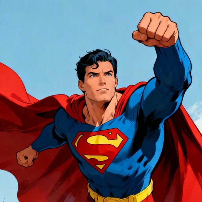 Hình avatar siêu nhân superman bay trên nền đỏ