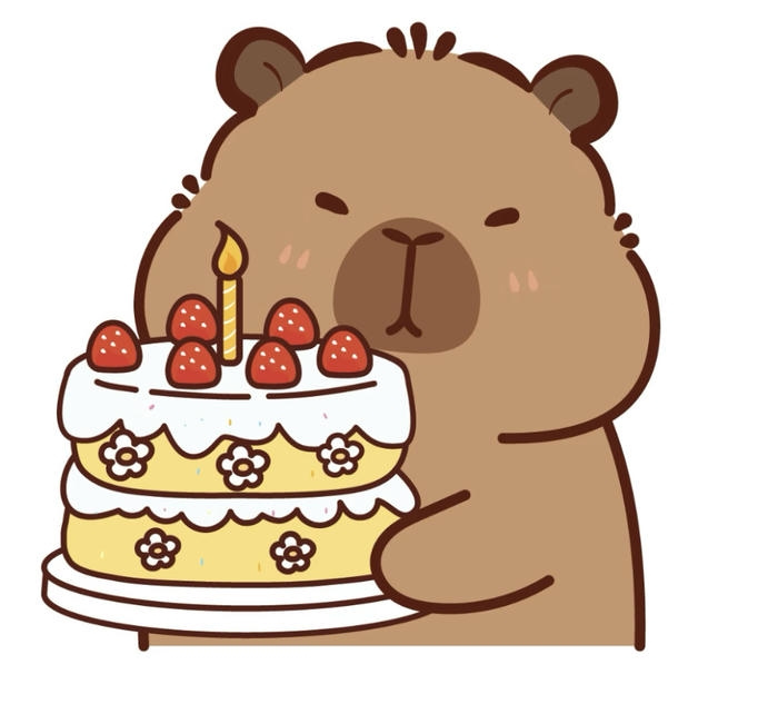 Hình capybara chibi ngày sinh nhật