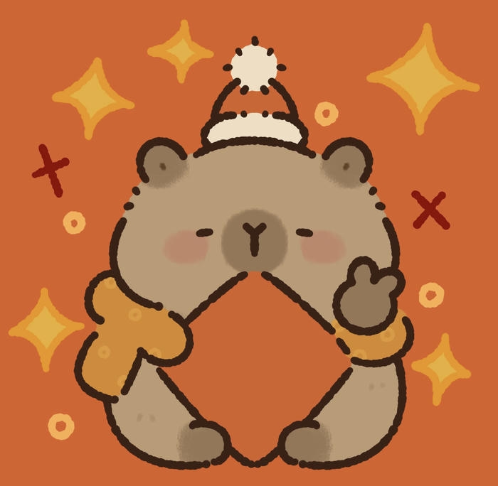 Hình capybara chibi ngồi yên bình