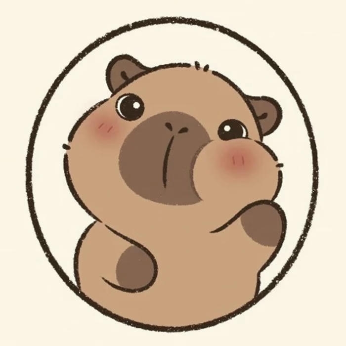 Hình capybara chibi vẫy tay chào