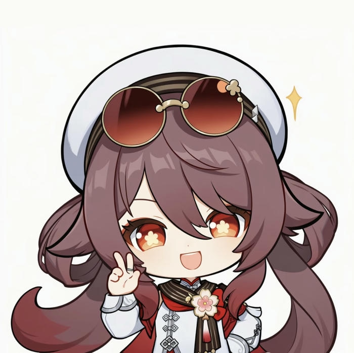 Hình chibi hutao dơ tay xin chào