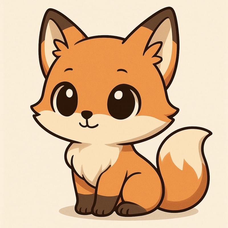 Hình chú cáo nhỏ tinh nghịch hình chibi con vật dễ thương