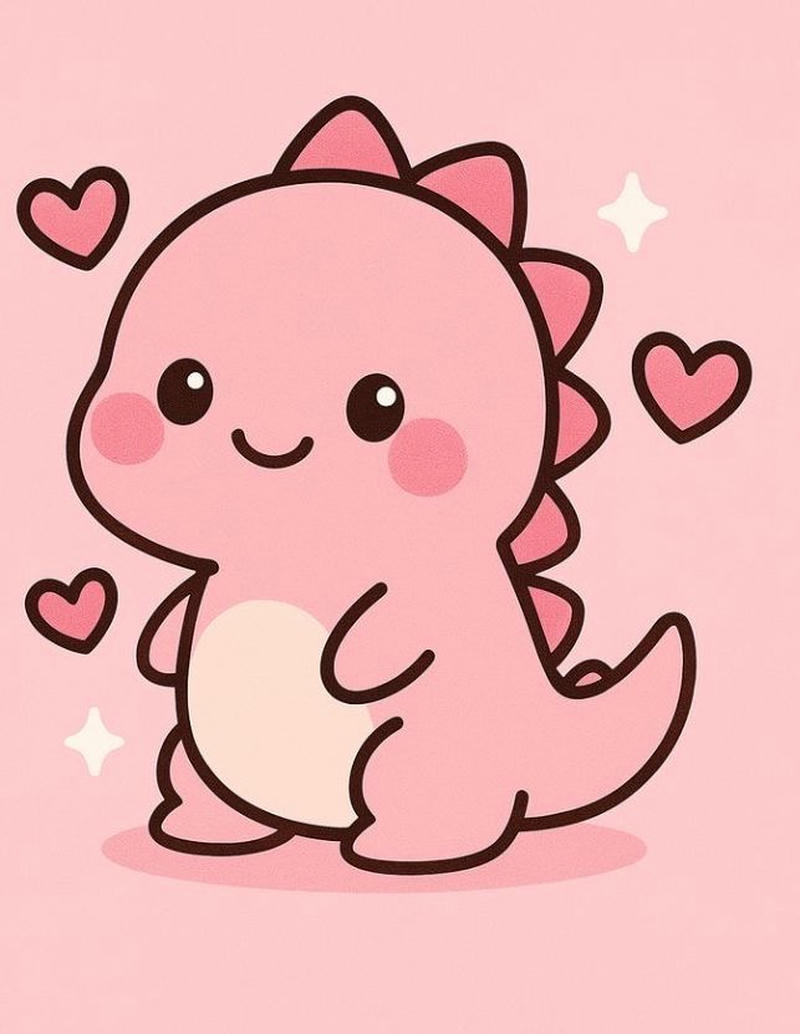 Hình con rồng hồng dễ thương chibi con vật