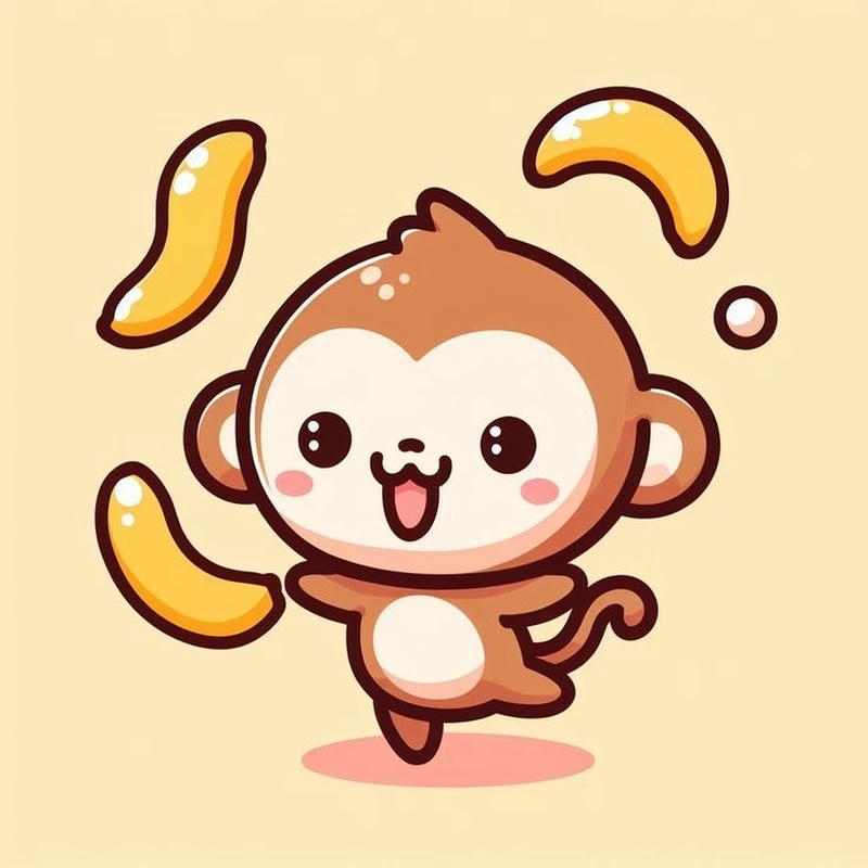 Hình con vật khỉ chibi tung chuối