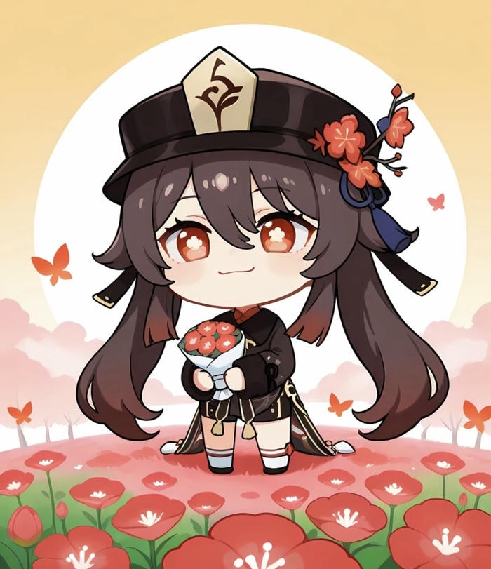 Hình hutao chibi đội mũ đen