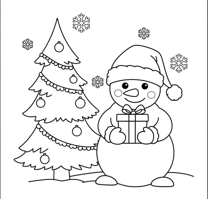 Hình tô màu Noel bé vui