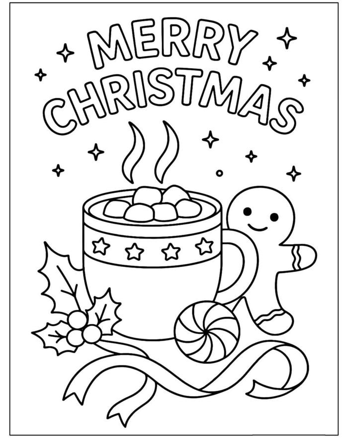 Hình tô màu Noel cốc nước