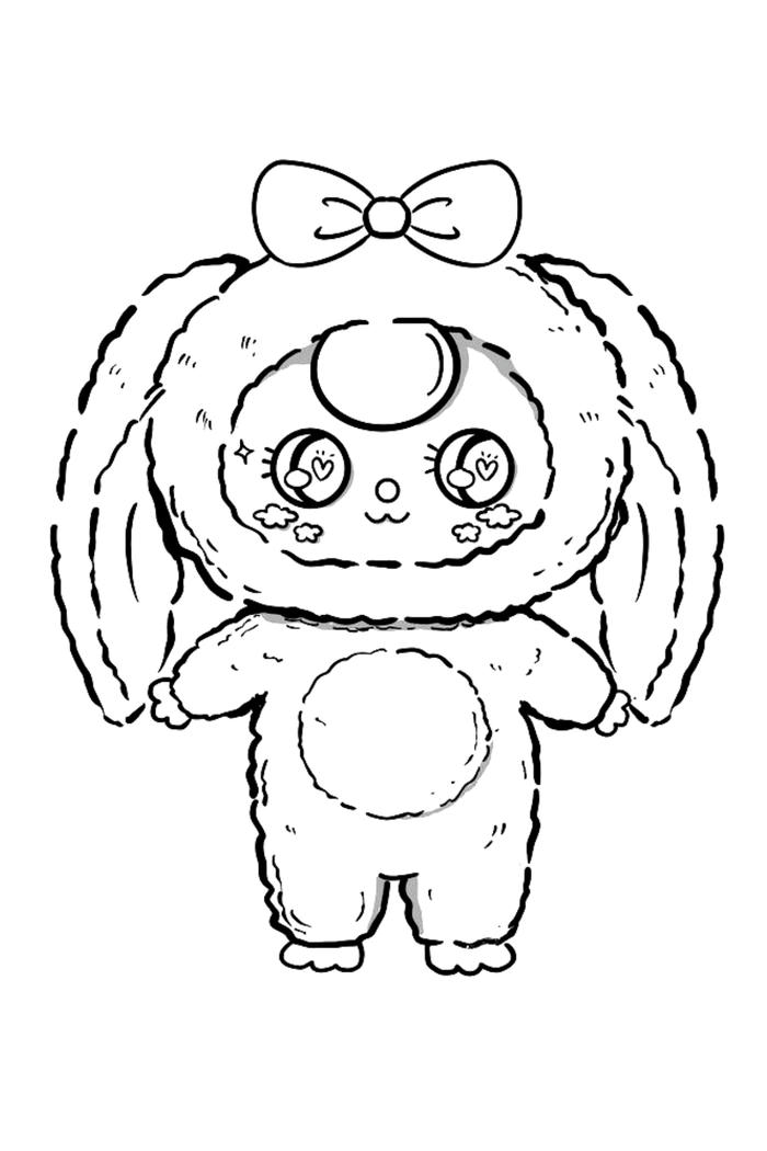 Hình tô màu baby three cười xinh