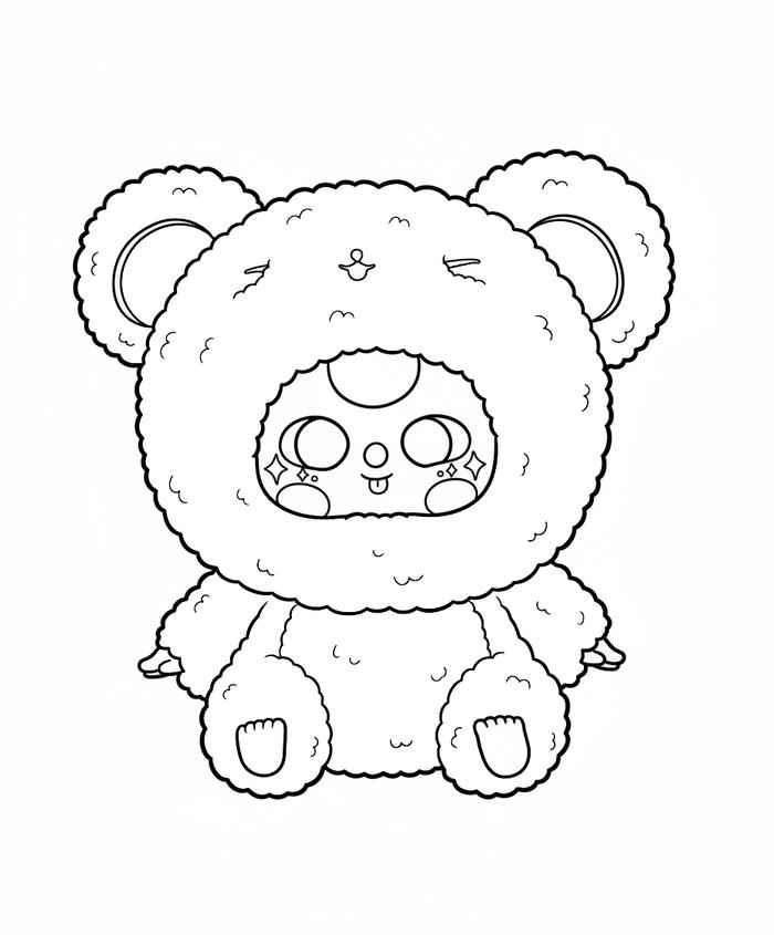 Hình tô màu baby three dễ thương con gấu