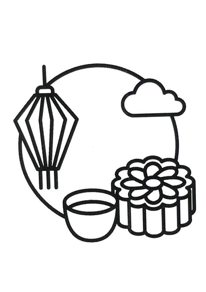 Hình tô màu bánh trung thu tròn