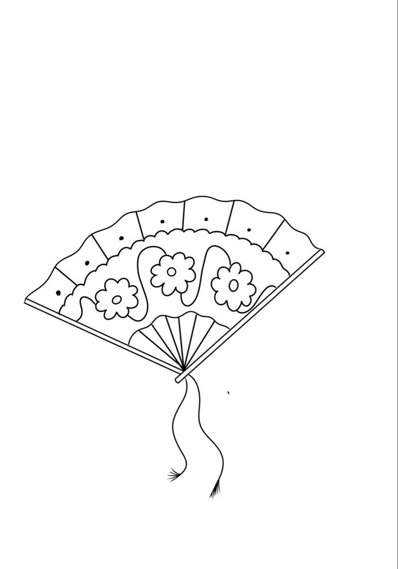 Hình vẽ chiếc quạt đơn giản tô màu cái quạt
