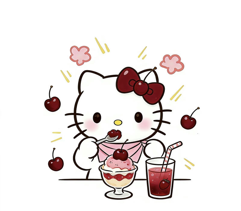 Hình vẽ mèo Kitty phong cách chibi dễ thương cho ảnh đại diện