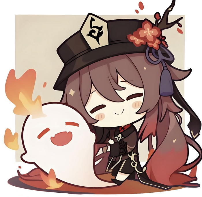 Hutao chibi biểu cảm cười tít mắt