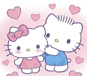 Kitty phong cách chibi dễ thương tông màu ngọt ngào