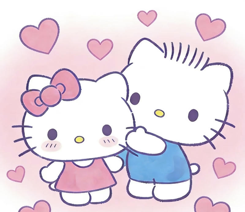 Kitty phong cách chibi dễ thương tông màu ngọt ngào