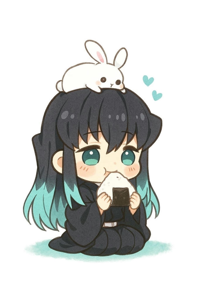 Muichirou chibi đội thỏ lên đầu