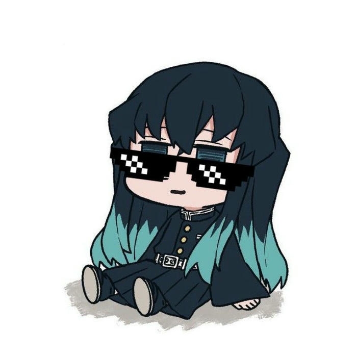 Muichirou chibi ngồi đeo kính râm