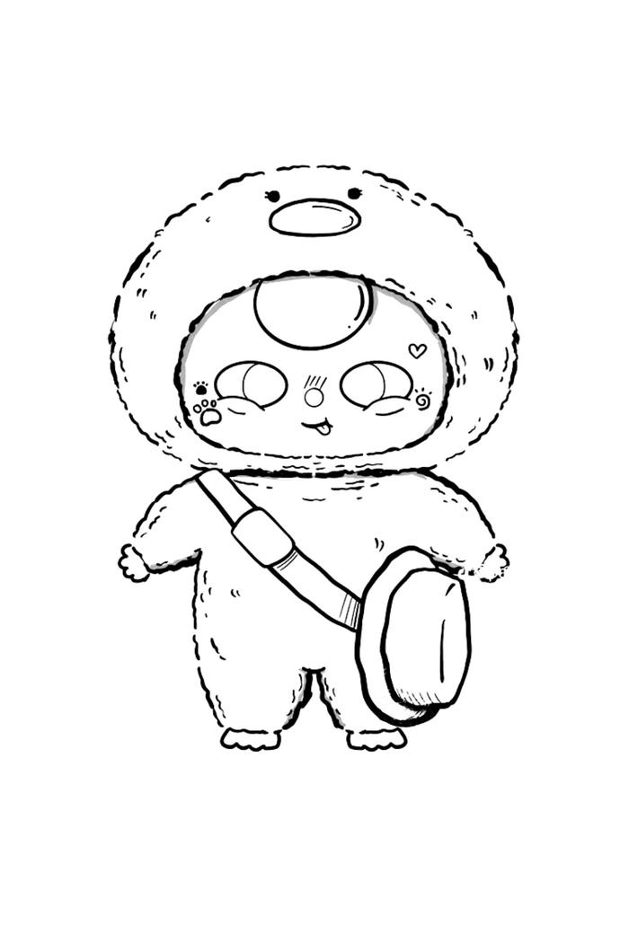 Tô màu baby three ddeo túi xách