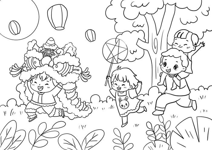 Tô màu trung thu đèn lồng rực rỡ