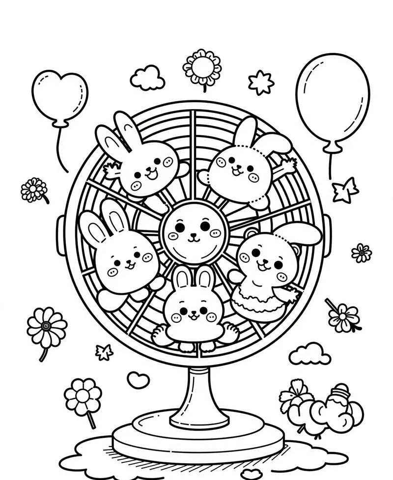 Tranh chiếc quạt đẹp mắt cho bé tập tô màu