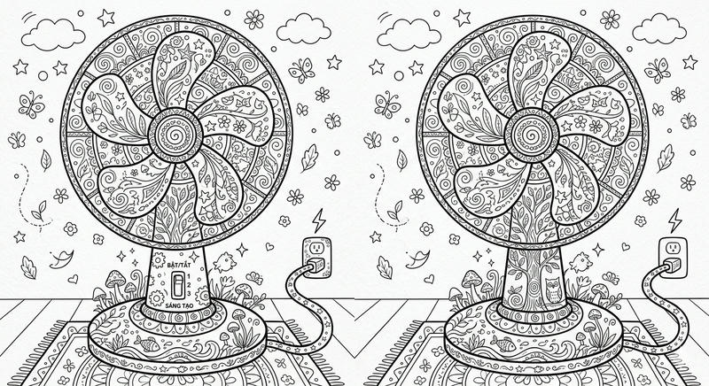 Tranh chiếc quạt nghệ thuật cho bé tô màu