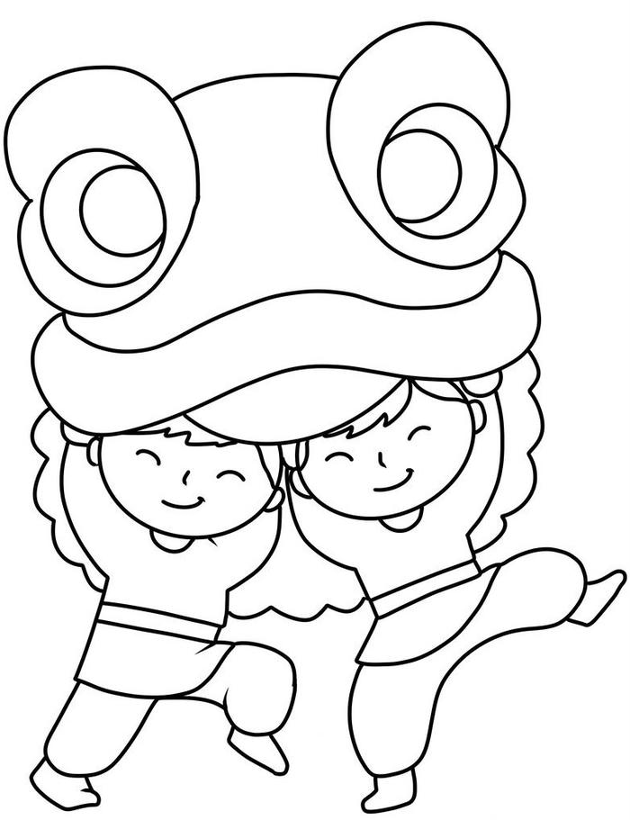 Tranh tô màu múa lân ngày hội