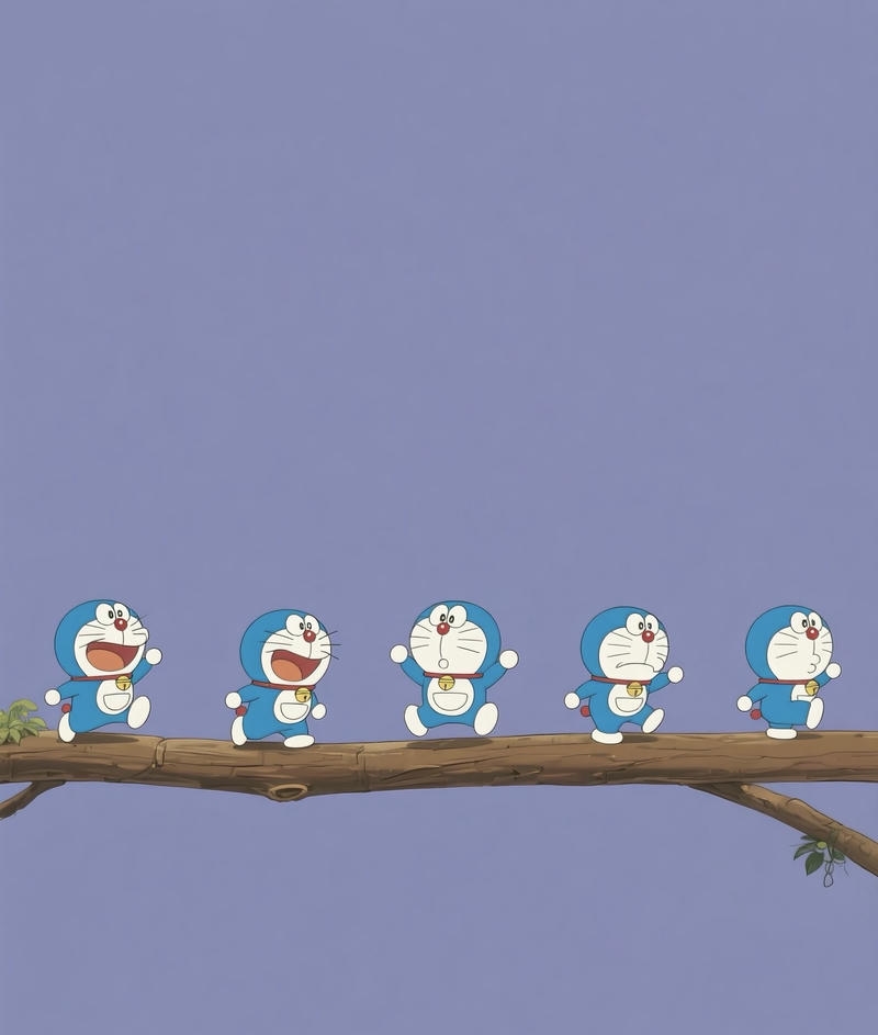 Tư thế chạy vui vẻ của Doraemon chibi