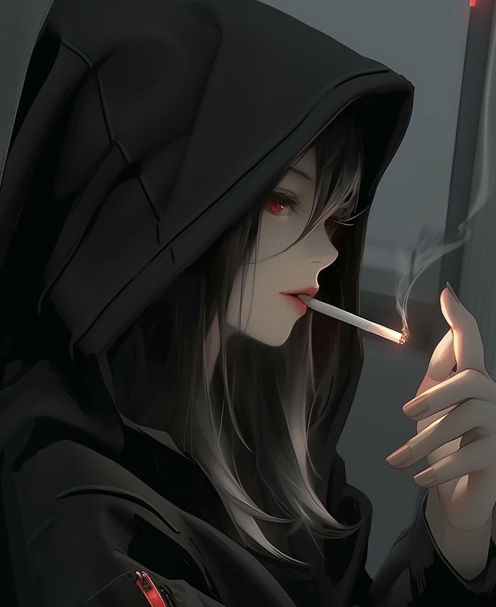 ảnh anime hút thuốc ánh nhìn xa