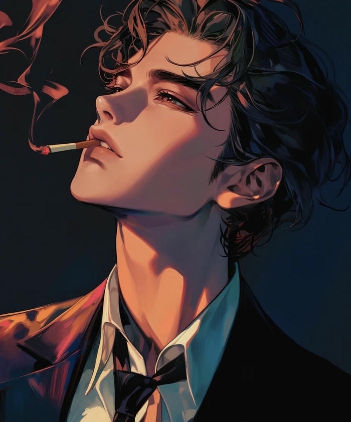 ảnh anime hút thuốc bầu trời đêm