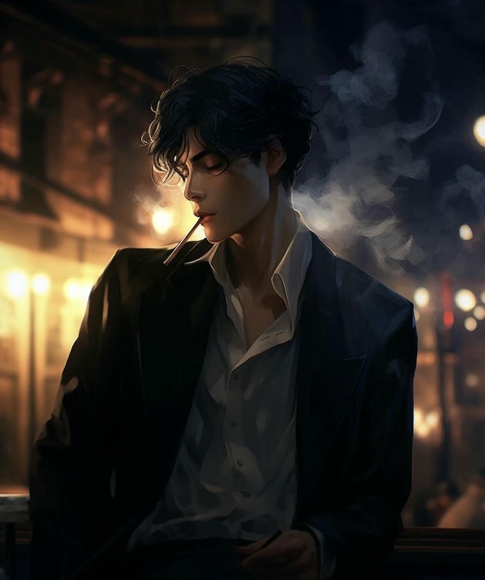ảnh anime hút thuốc cao tầng sáng