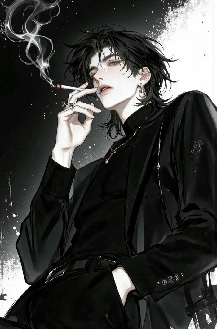 ảnh anime hút thuốc dựa tường lạnh