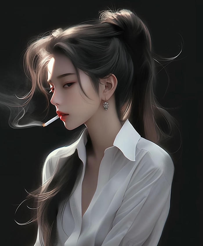 ảnh anime hút thuốc đứng một mình