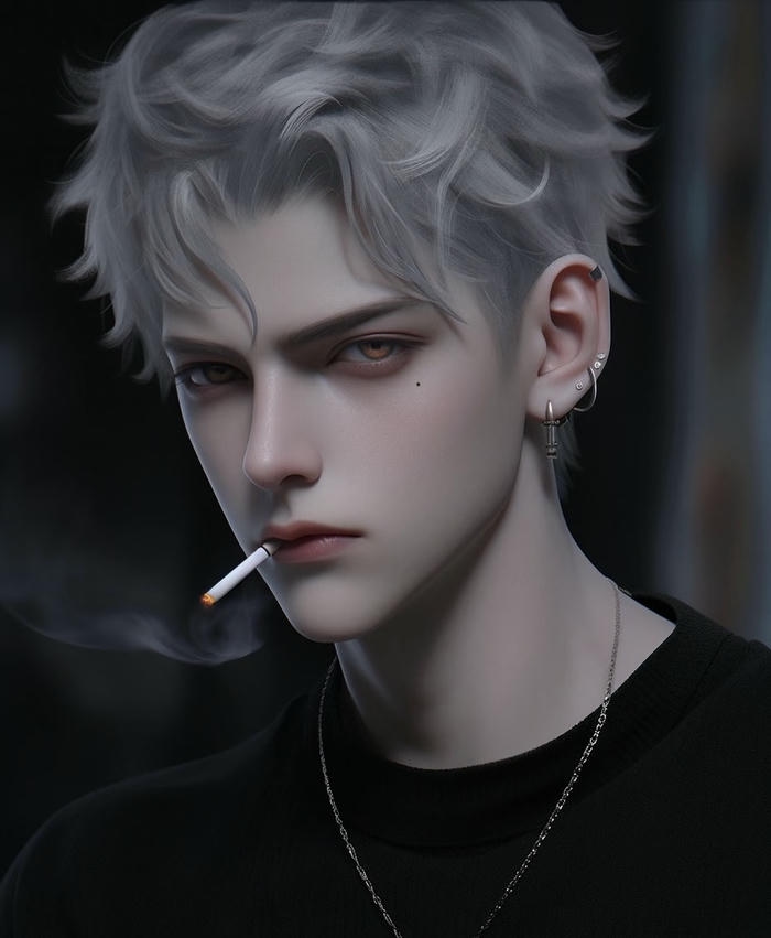 ảnh anime hút thuốc tông màu lạnh