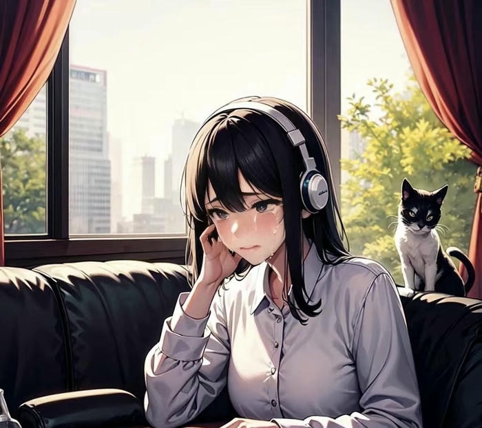 ảnh anime khóc bên cửa sổ