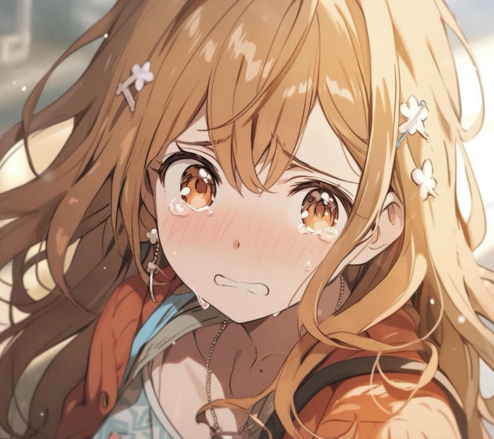 ảnh anime khóc gò má ướt