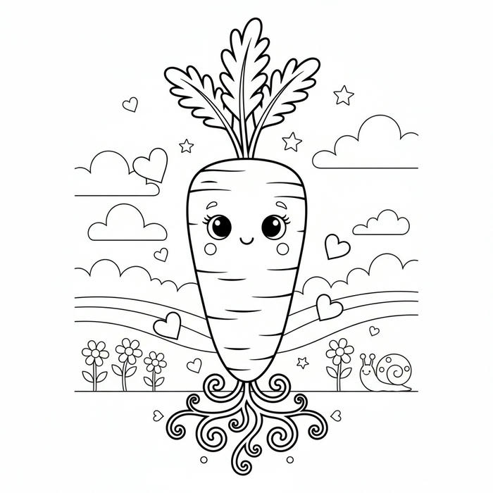 ảnh cà rốt đen trắng cho bé